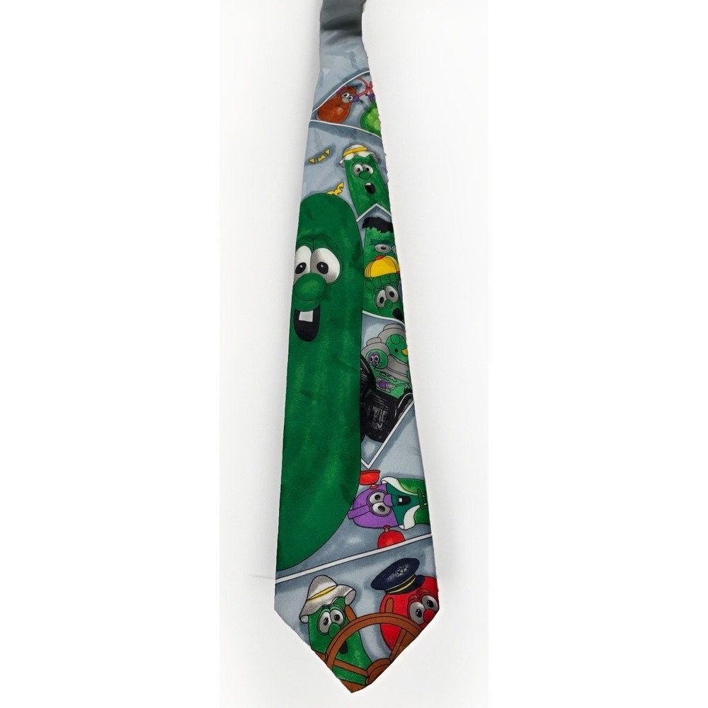Vintage 90's Veggie Tales Neck Tie Big Idea Fun Gag Gift Cucumbers Tomatoes